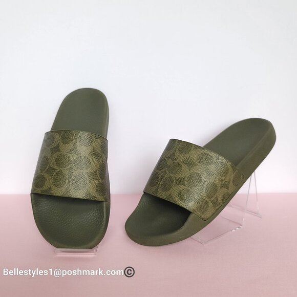 COACH Udele Sport Slide In Signature Canvas - Women's Size 8B- Olive Color ⭐ - Picture 4 of 16